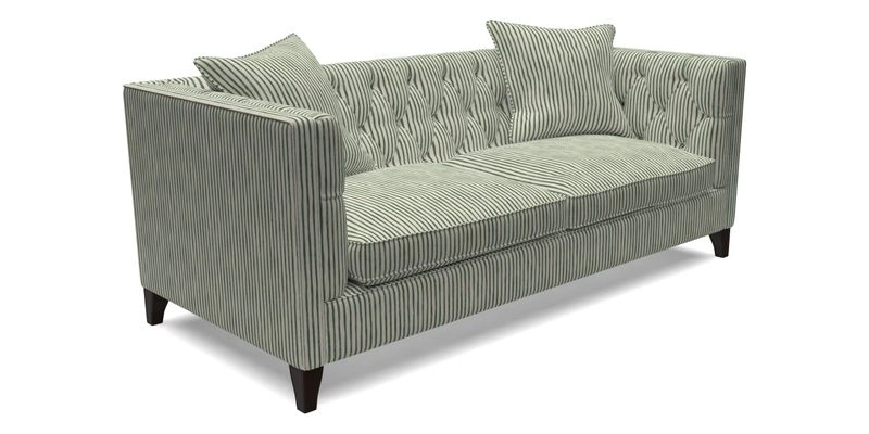 Haresfield 3 seater sofa in Whernside Spring Grass and Stockport Stripe Hunter 