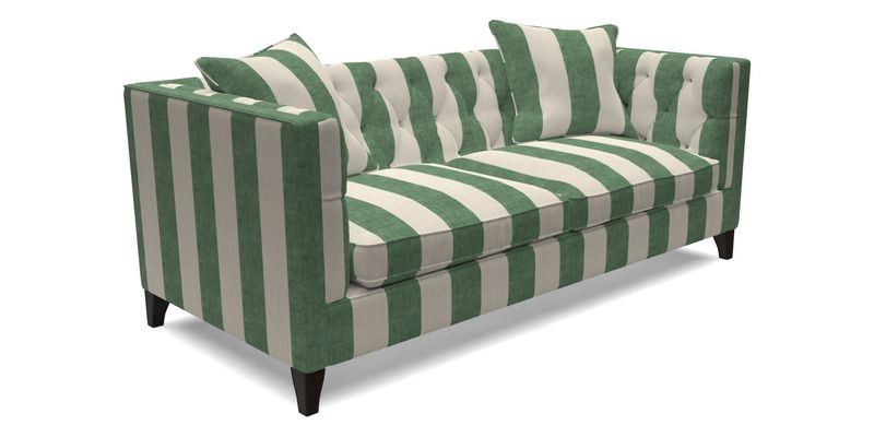 Haresfield 3 seater sofa in Whernside Spring Grass and Stockport Stripe Hunter 
