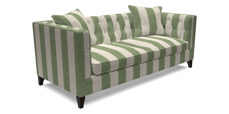 Haresfield 3 seater sofa in Whernside Spring Grass and Stockport Stripe Hunter 