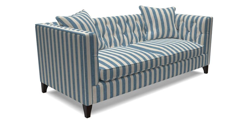Haresfield 3 seater sofa in Whernside Spring Grass and Stockport Stripe Hunter 
