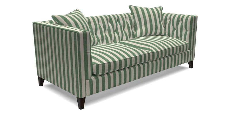 Haresfield 3 seater sofa in Whernside Spring Grass and Stockport Stripe Hunter 