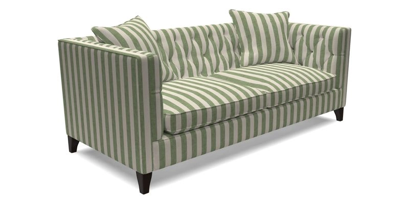 Haresfield 3 seater sofa in Whernside Spring Grass and Stockport Stripe Hunter 