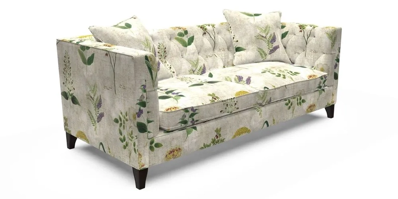 Haresfield 3 seater sofa in Whernside Spring Grass and Stockport Stripe Hunter 
