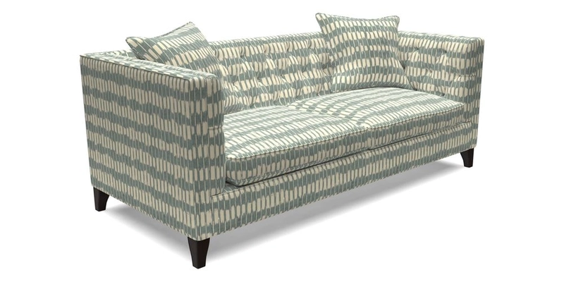 Haresfield 3 seater sofa in Whernside Spring Grass and Stockport Stripe Hunter 
