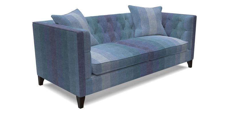 Haresfield 3 seater sofa in Whernside Spring Grass and Stockport Stripe Hunter 