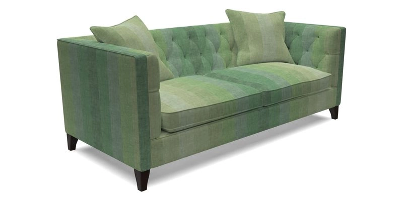 Haresfield 3 seater sofa in Whernside Spring Grass and Stockport Stripe Hunter 