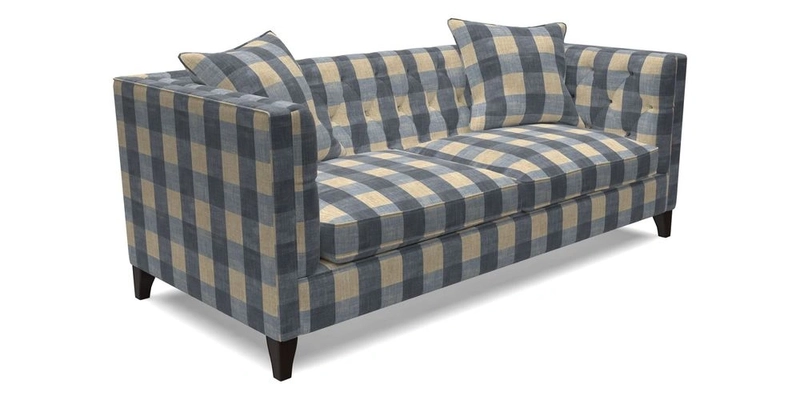 Haresfield 3 seater sofa in Whernside Spring Grass and Stockport Stripe Hunter 