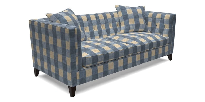 Haresfield 3 seater sofa in Whernside Spring Grass and Stockport Stripe Hunter 