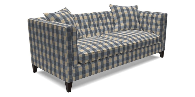 Haresfield 3 seater sofa in Whernside Spring Grass and Stockport Stripe Hunter 