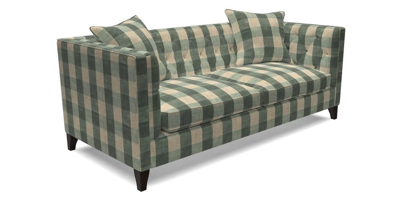 Haresfield 3 seater sofa in Whernside Spring Grass and Stockport Stripe Hunter 