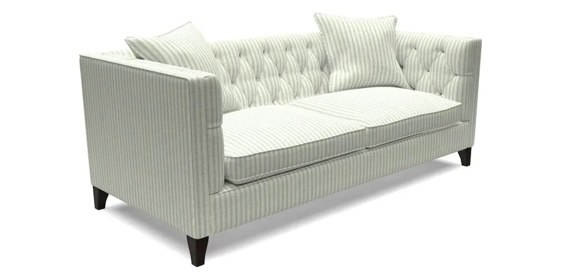 Haresfield 3 seater sofa in Whernside Spring Grass and Stockport Stripe Hunter 