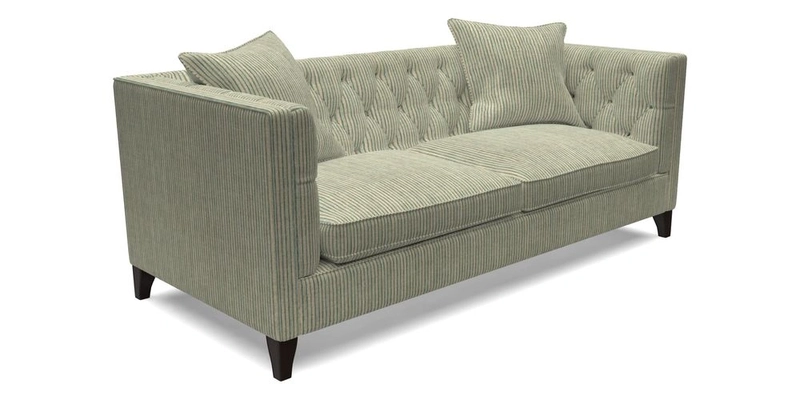 Haresfield 3 seater sofa in Whernside Spring Grass and Stockport Stripe Hunter 