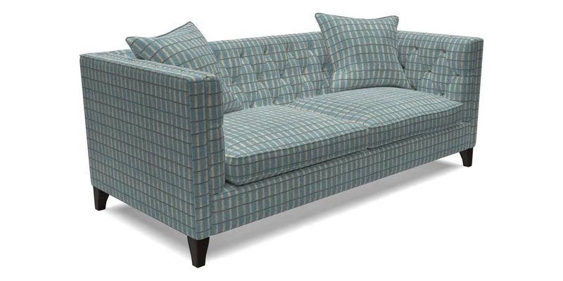 Haresfield 3 seater sofa in Whernside Spring Grass and Stockport Stripe Hunter 