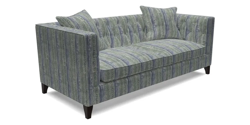 Haresfield 3 seater sofa in Whernside Spring Grass and Stockport Stripe Hunter 