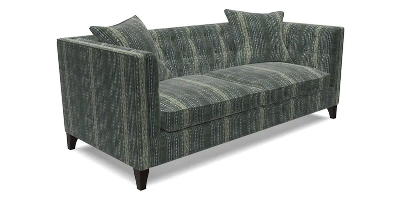 Haresfield 3 seater sofa in Whernside Spring Grass and Stockport Stripe Hunter 