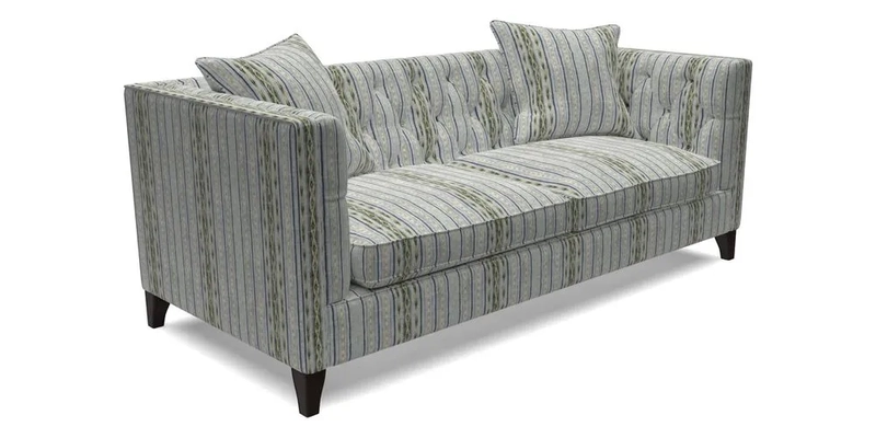Haresfield 3 seater sofa in Whernside Spring Grass and Stockport Stripe Hunter 