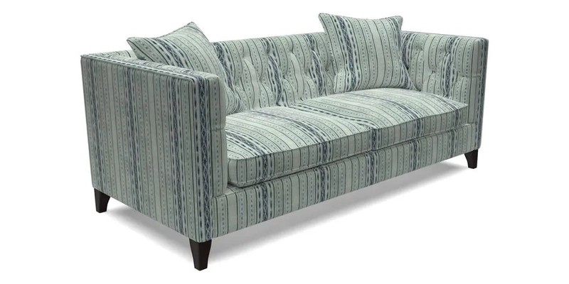 Haresfield 3 seater sofa in Whernside Spring Grass and Stockport Stripe Hunter 