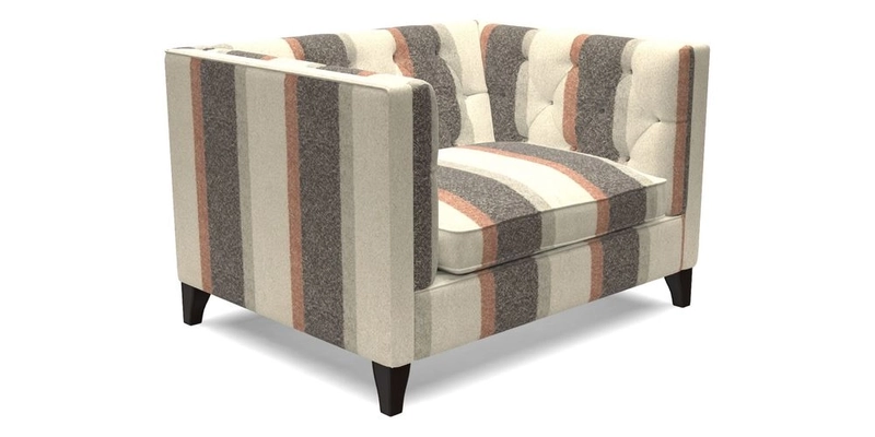 Haresfield Snuggler Dipped Arms in Mohair Lichen Seat Cushion in RHS Gertrude Jekyll Meadow Flower Olive and Scatters in RHS Gertrude Jekyll Folklore Olive