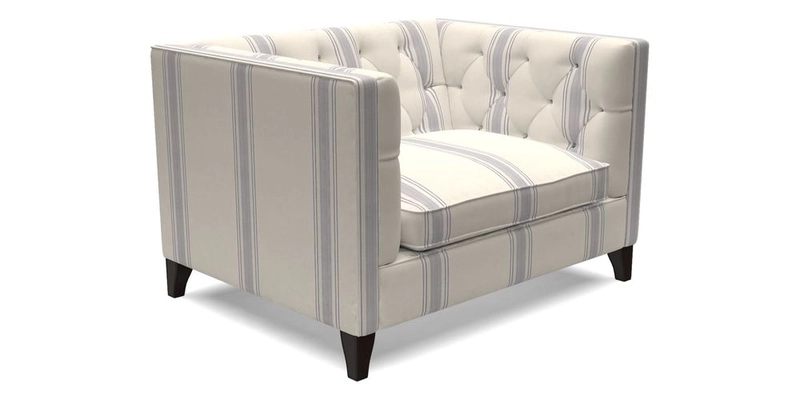 Haresfield Snuggler Dipped Arms in Mohair Lichen Seat Cushion in RHS Gertrude Jekyll Meadow Flower Olive and Scatters in RHS Gertrude Jekyll Folklore Olive