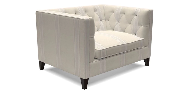 Haresfield Snuggler Dipped Arms in Mohair Lichen Seat Cushion in RHS Gertrude Jekyll Meadow Flower Olive and Scatters in RHS Gertrude Jekyll Folklore Olive