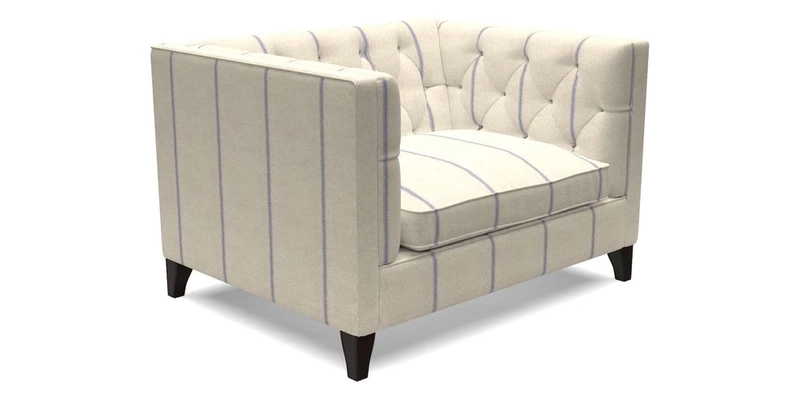 Haresfield Snuggler Dipped Arms in Mohair Lichen Seat Cushion in RHS Gertrude Jekyll Meadow Flower Olive and Scatters in RHS Gertrude Jekyll Folklore Olive