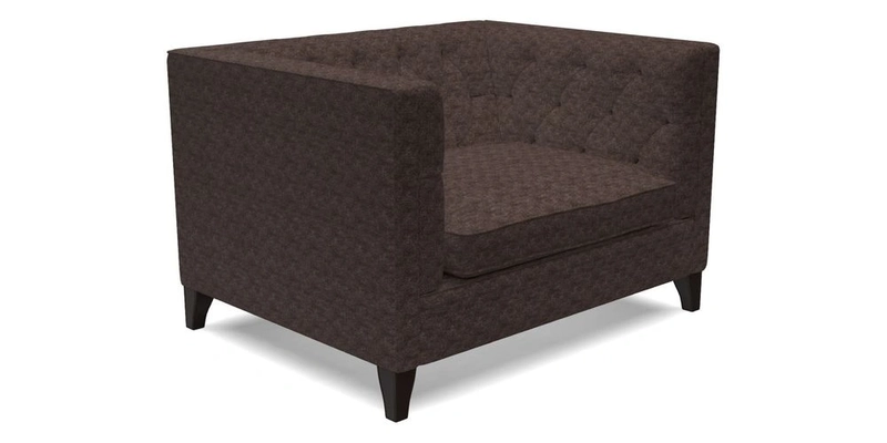 Haresfield Snuggler Dipped Arms in Mohair Lichen Seat Cushion in RHS Gertrude Jekyll Meadow Flower Olive and Scatters in RHS Gertrude Jekyll Folklore Olive