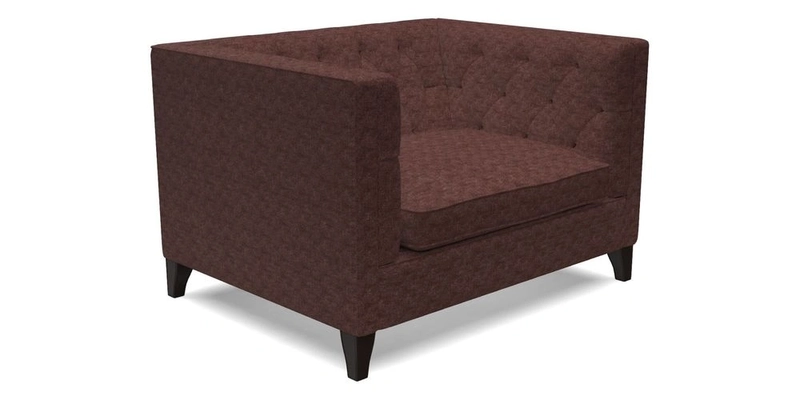 Haresfield Snuggler Dipped Arms in Mohair Lichen Seat Cushion in RHS Gertrude Jekyll Meadow Flower Olive and Scatters in RHS Gertrude Jekyll Folklore Olive