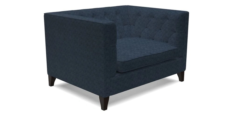 Haresfield Snuggler Dipped Arms in Mohair Lichen Seat Cushion in RHS Gertrude Jekyll Meadow Flower Olive and Scatters in RHS Gertrude Jekyll Folklore Olive