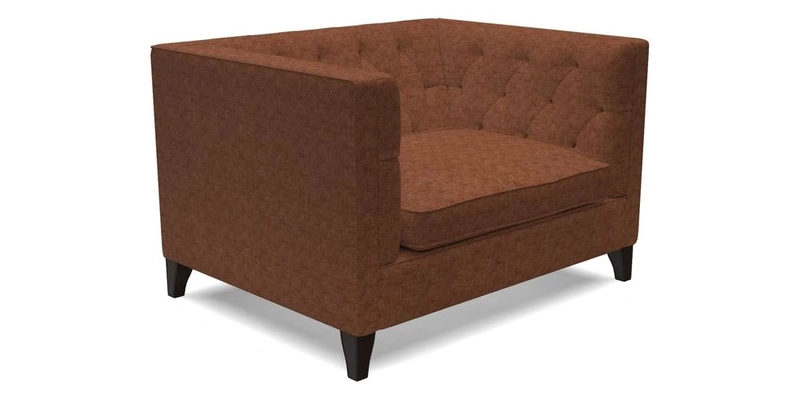 Haresfield Snuggler Dipped Arms in Mohair Lichen Seat Cushion in RHS Gertrude Jekyll Meadow Flower Olive and Scatters in RHS Gertrude Jekyll Folklore Olive