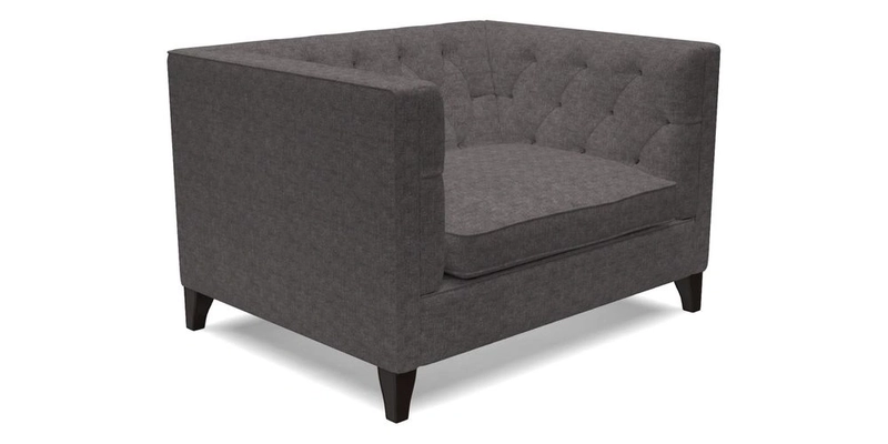 Haresfield Snuggler Dipped Arms in Mohair Lichen Seat Cushion in RHS Gertrude Jekyll Meadow Flower Olive and Scatters in RHS Gertrude Jekyll Folklore Olive