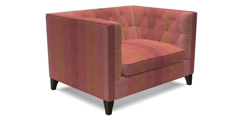 Haresfield Snuggler Dipped Arms in Mohair Lichen Seat Cushion in RHS Gertrude Jekyll Meadow Flower Olive and Scatters in RHS Gertrude Jekyll Folklore Olive