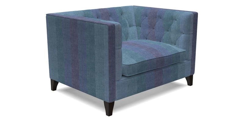 Haresfield Snuggler Dipped Arms in Mohair Lichen Seat Cushion in RHS Gertrude Jekyll Meadow Flower Olive and Scatters in RHS Gertrude Jekyll Folklore Olive