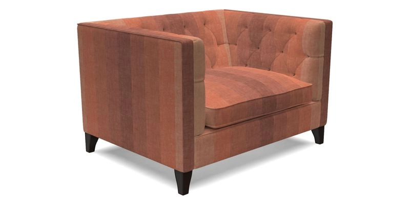 Haresfield Snuggler Dipped Arms in Mohair Lichen Seat Cushion in RHS Gertrude Jekyll Meadow Flower Olive and Scatters in RHS Gertrude Jekyll Folklore Olive