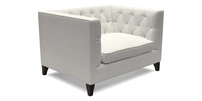 Haresfield Snuggler Dipped Arms in Mohair Lichen Seat Cushion in RHS Gertrude Jekyll Meadow Flower Olive and Scatters in RHS Gertrude Jekyll Folklore Olive