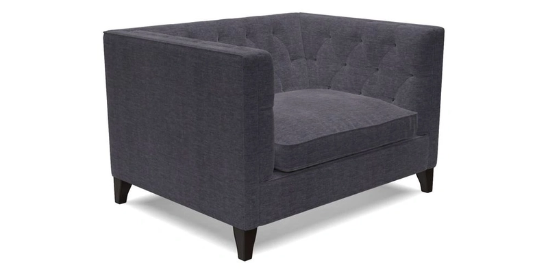 Haresfield Snuggler Dipped Arms in Mohair Lichen Seat Cushion in RHS Gertrude Jekyll Meadow Flower Olive and Scatters in RHS Gertrude Jekyll Folklore Olive