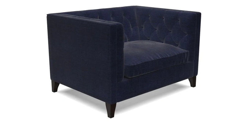 Haresfield Snuggler Dipped Arms in Mohair Lichen Seat Cushion in RHS Gertrude Jekyll Meadow Flower Olive and Scatters in RHS Gertrude Jekyll Folklore Olive