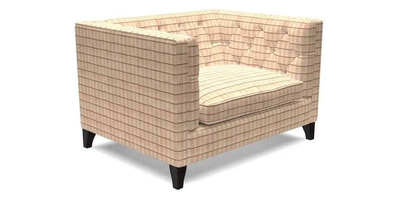 Haresfield Snuggler Dipped Arms in Mohair Lichen Seat Cushion in RHS Gertrude Jekyll Meadow Flower Olive and Scatters in RHS Gertrude Jekyll Folklore Olive