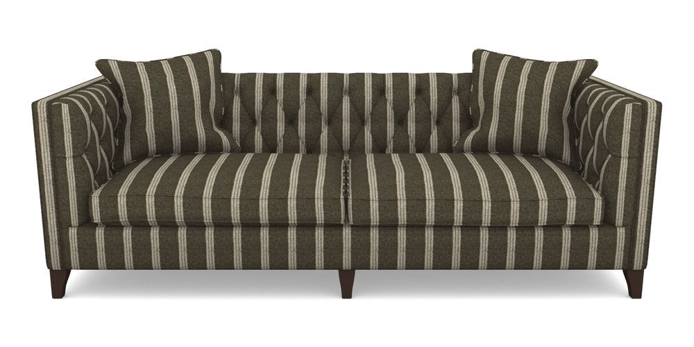 Product photograph of Haresfield 4 Seater Sofa In Cloth 20 - Design 2 - Olive Stripe from Sofas and Stuff Limited