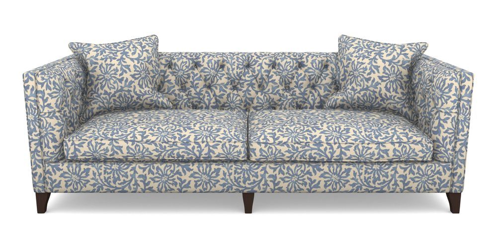 Product photograph of Haresfield 4 Seater Sofa In V A Brompton Collection - Floral Scroll - Morning Blue from Sofas and Stuff Limited