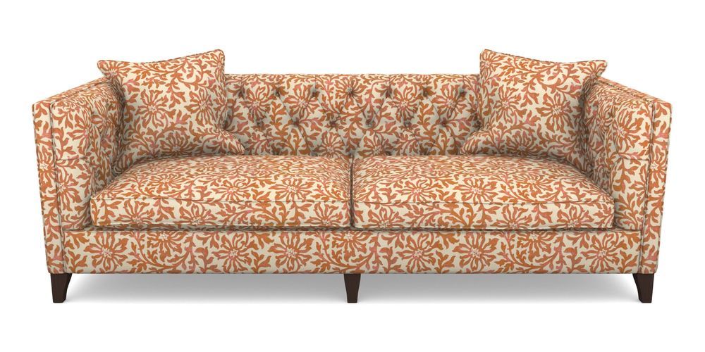 Product photograph of Haresfield 4 Seater Sofa In V A Brompton Collection - Floral Scroll - Terracotta from Sofas and Stuff Limited