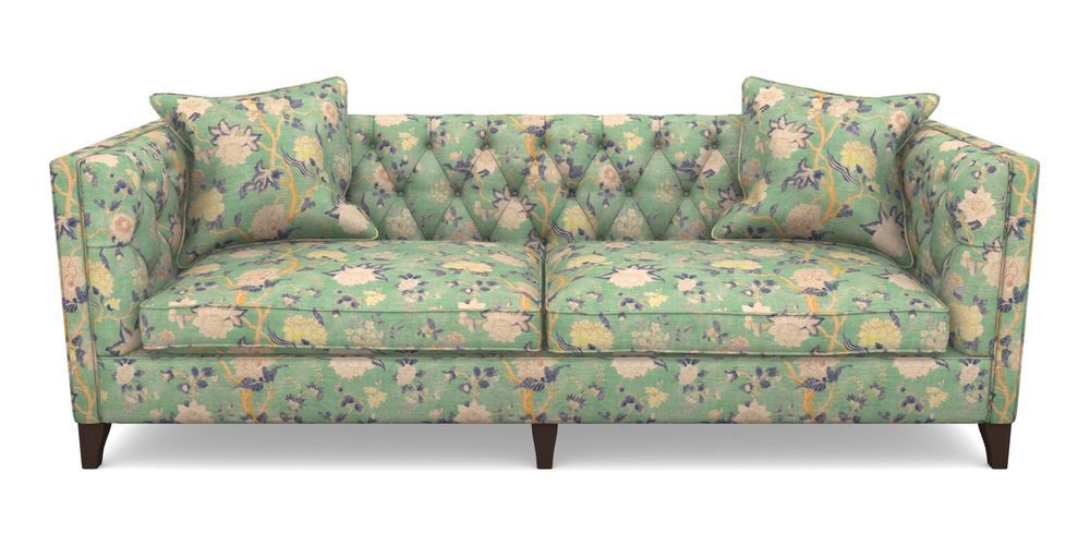 Product photograph of Haresfield 4 Seater Sofa In Floral Linen - Even So Verde from Sofas and Stuff Limited