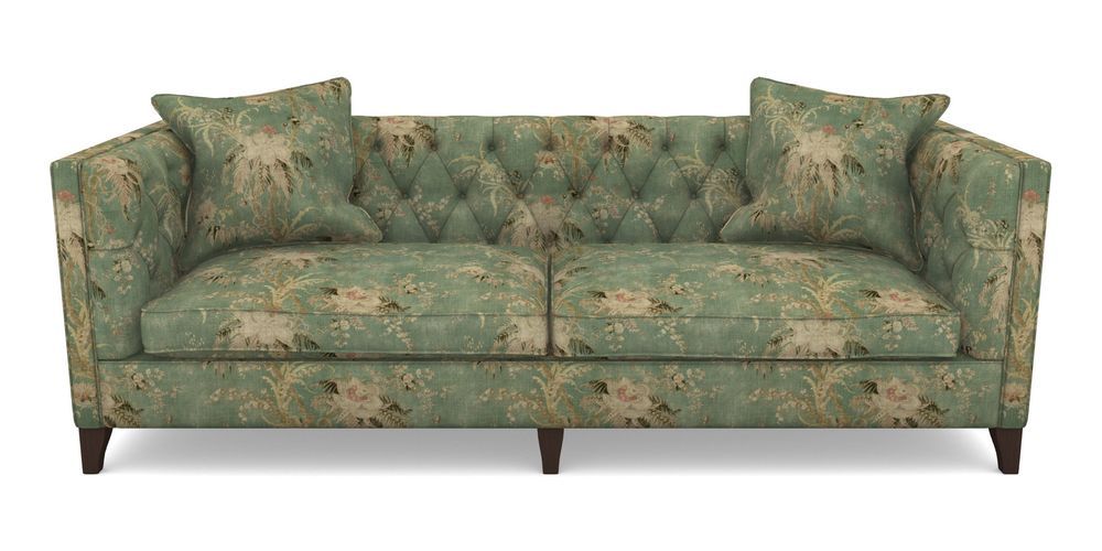 Product photograph of Haresfield 4 Seater Sofa In Floral Linen - Zefferino Emerald from Sofas and Stuff Limited