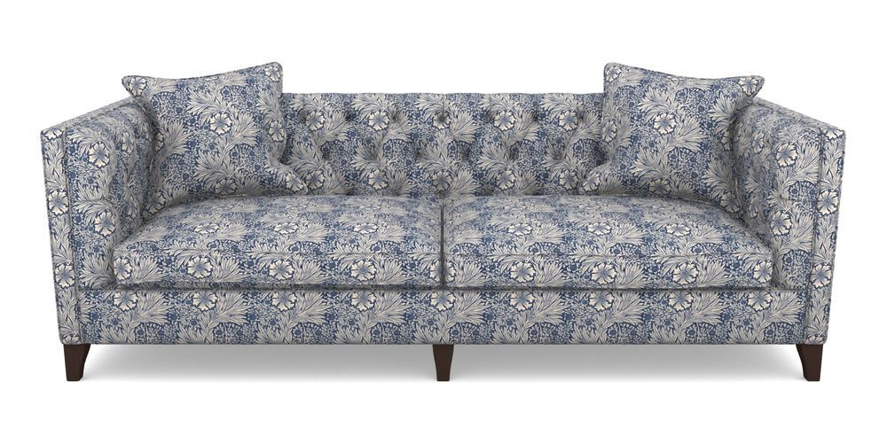 Product photograph of Haresfield 4 Seater Sofa In William Morris Collection - Marigold - Indigo Linen from Sofas and Stuff Limited