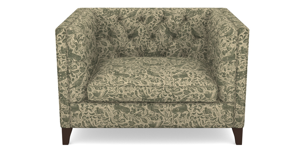 Product photograph of Haresfield Snuggler In V A Drawn From Nature - Bird And Rabbit - Dark Green from Sofas and Stuff Limited