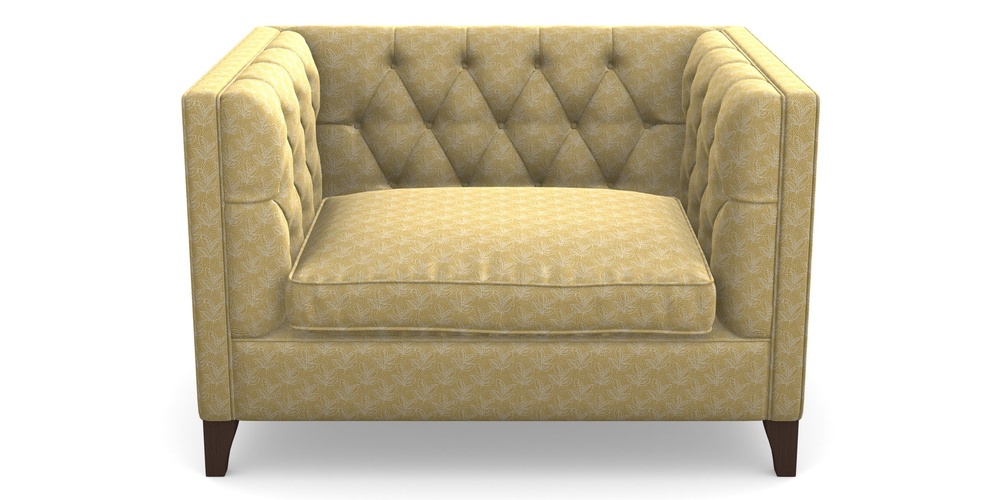 Product photograph of Haresfield Snuggler In Cloth 21 - Decorative Leaf - Canary from Sofas and Stuff Limited