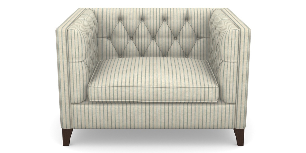 Product photograph of Haresfield Snuggler In Cloth 18 Stripes - Ticking - Basil from Sofas and Stuff Limited