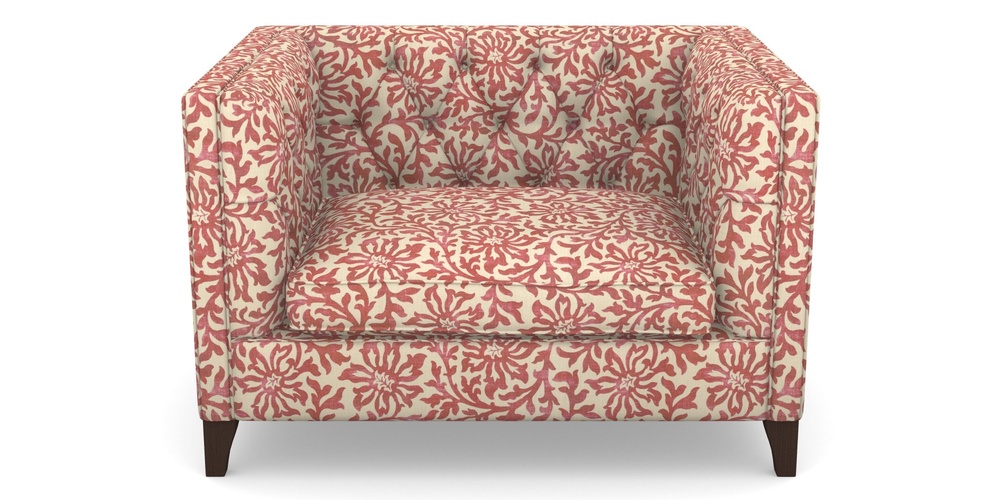 Product photograph of Haresfield Snuggler In V A Brompton Collection - Floral Scroll - Chilli from Sofas and Stuff Limited