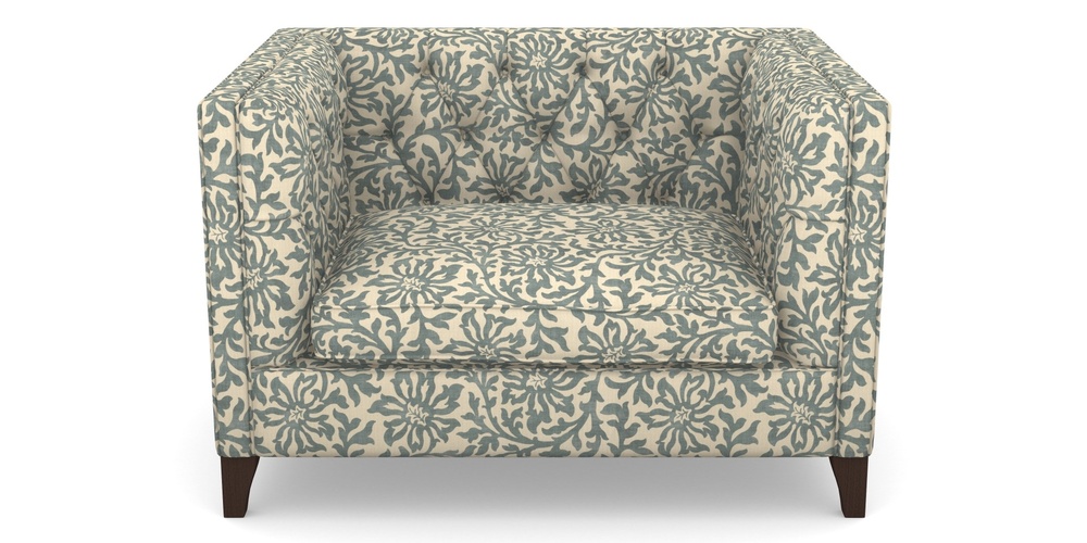 Product photograph of Haresfield Snuggler In V A Brompton Collection - Floral Scroll - Pebble from Sofas and Stuff Limited