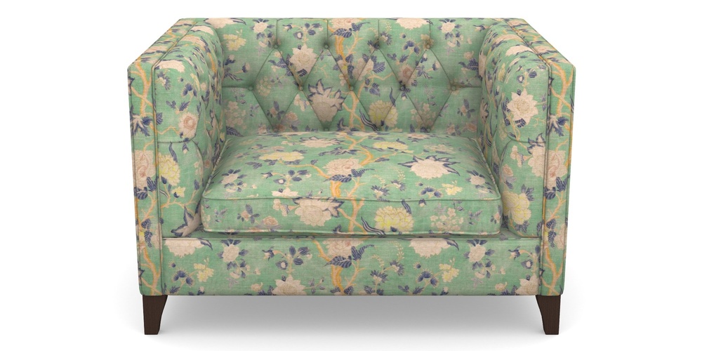 Product photograph of Haresfield Snuggler In Floral Linen - Even So Verde from Sofas and Stuff Limited