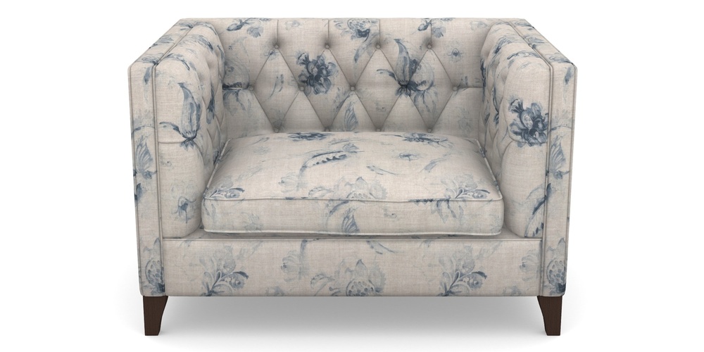 Product photograph of Haresfield Snuggler In Floral Linen - Lela Mystery Indigo from Sofas and Stuff Limited